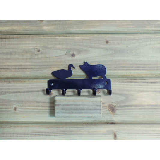 black metal duck and pig wall key holder made in ireland