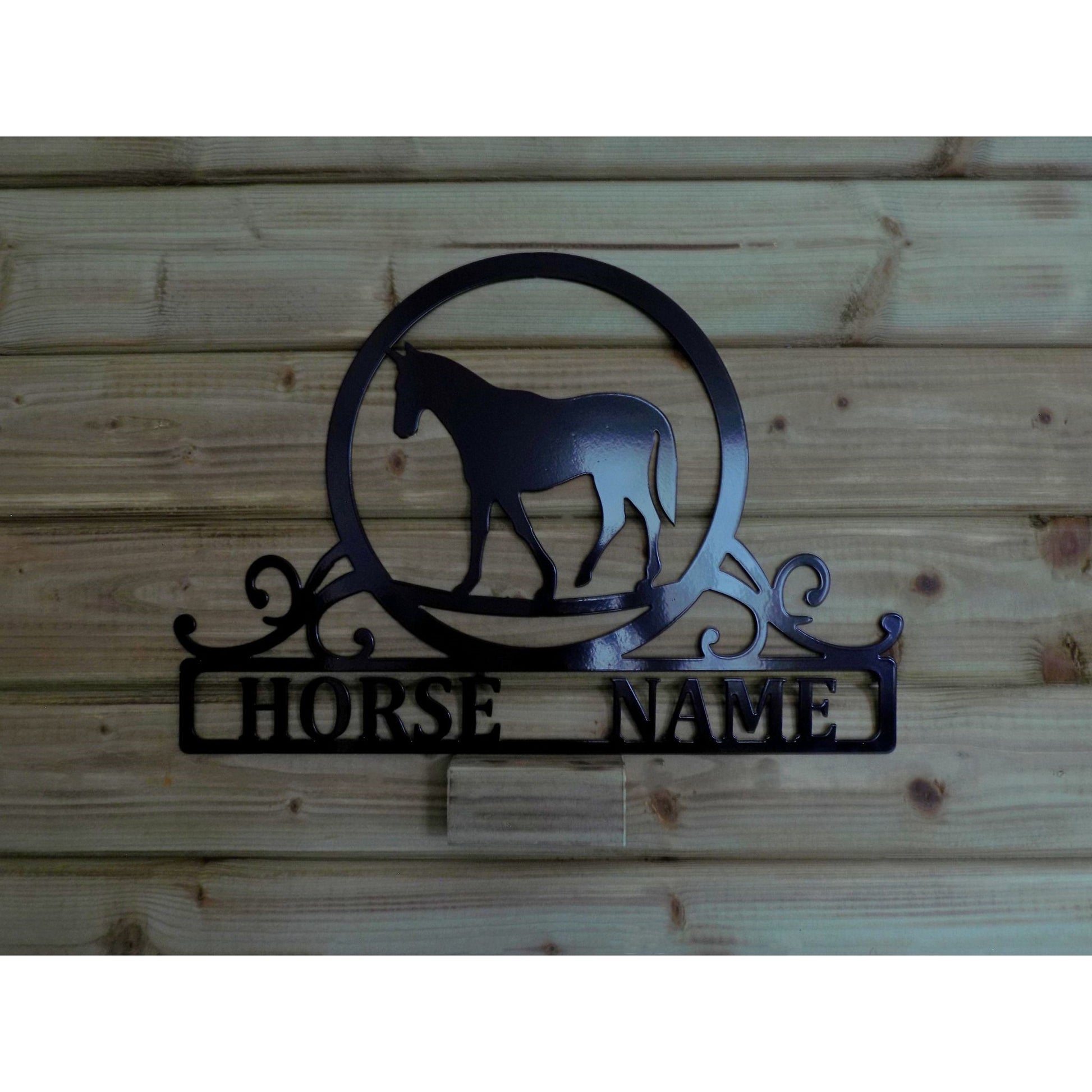 black metal horse wall sign custom name plate made in ireland