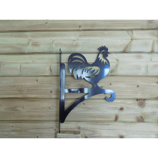 black metal cockerel wall hanger for flower baskets made in ireland