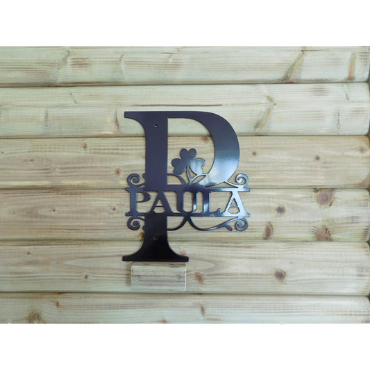 black metal custom monogram wall art made in ireland