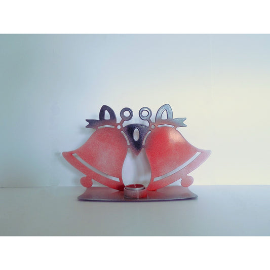 Decorative metal Christmas bells candle holder with red ,black and white finish, holiday home décor