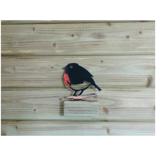 black and red robin bird garden post topper
