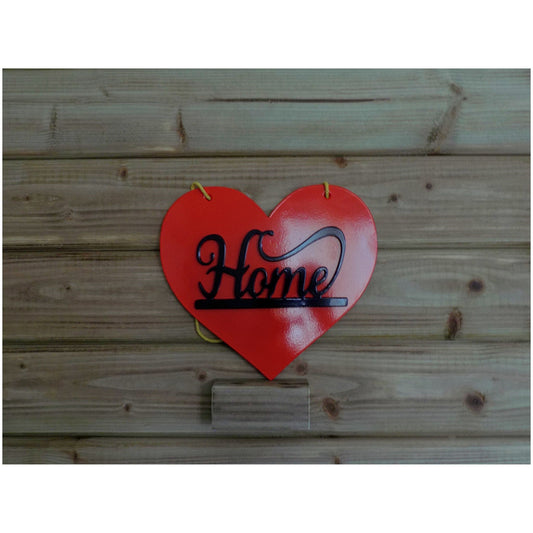 Red Heart Home Metal Wall Sign – Hanging Wall Art Décor
