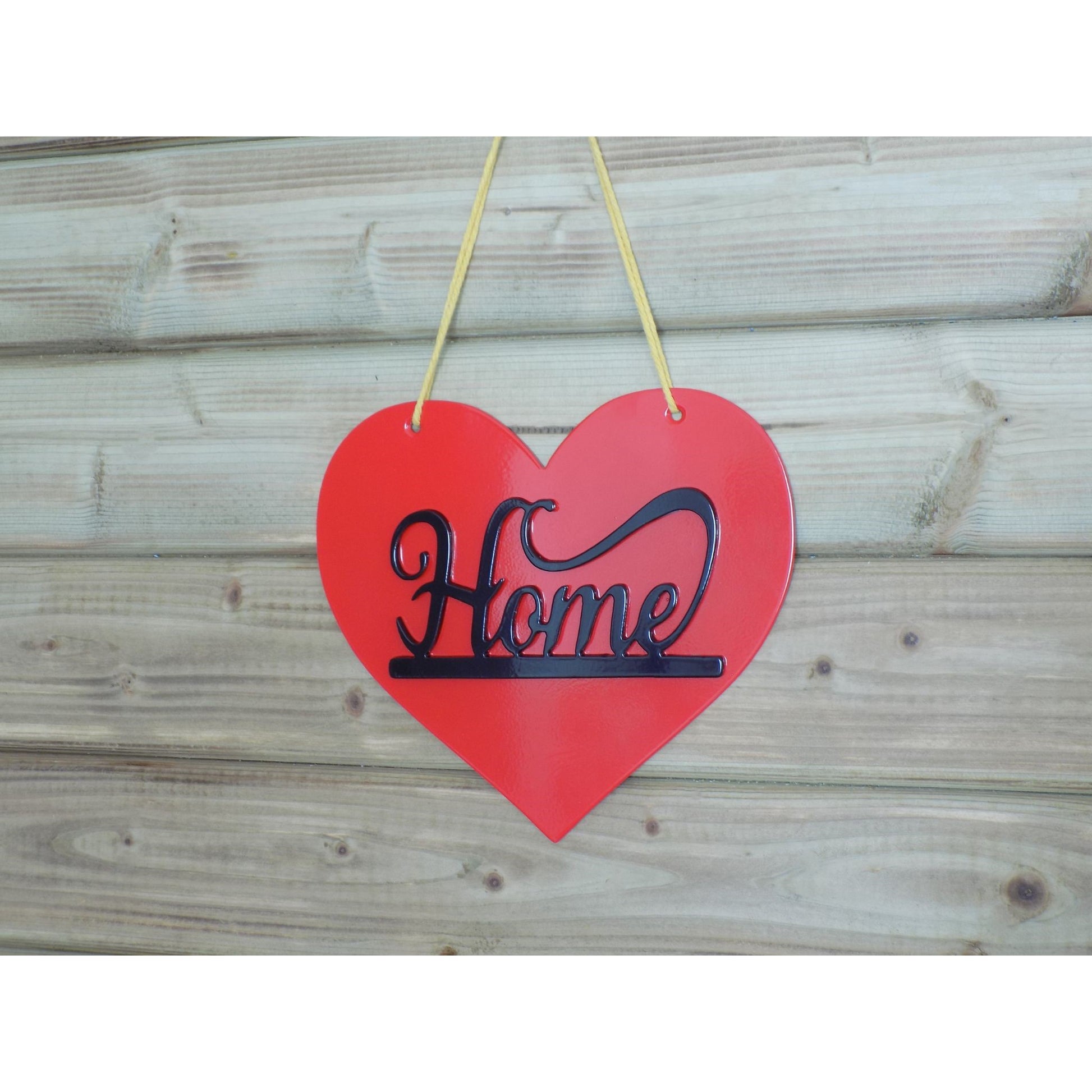 Red Heart black Home text Metal Wall Sign – Hanging Wall Art Décor