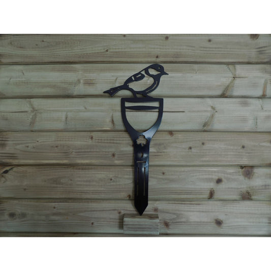decorative metal garden stake with shamrock and bird