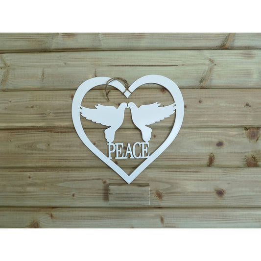 white metal heart wall art doves peace made in ireland